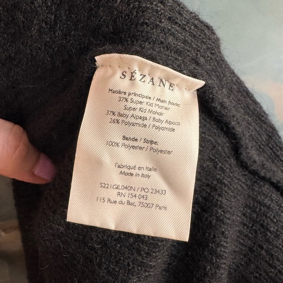 Sezane Black Cardigan with Pearl Buttons - Picture 5 of 5